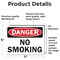 Signmission No Smoking Danger Sign, Vinyl Decal, 7in W x 5in L, 2PK OS-2PACK-DS-D-57-L-19452 - alternate 3